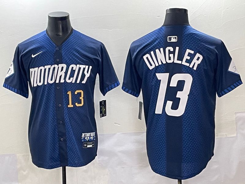 Men 2025 Detroit Tigers #13 Dingler Blue City Edition Nike MLB Jersey style 5
